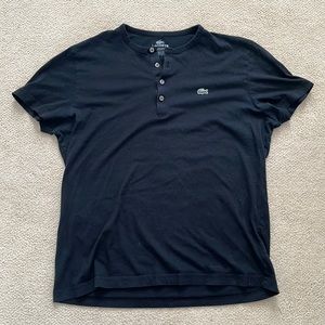Mens Lacoste Black Henley